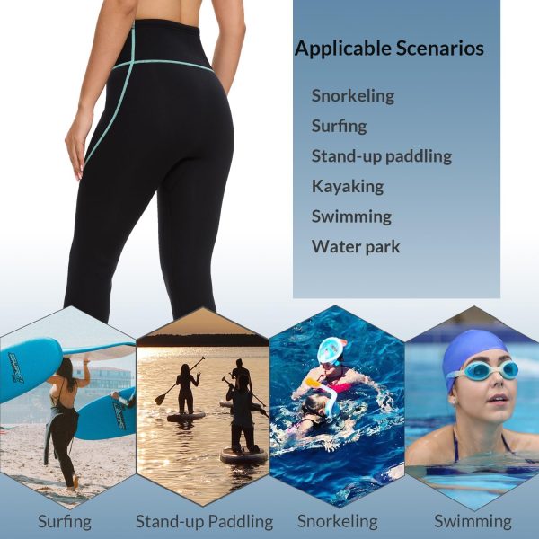 Lemorecn Green/line Wetsuit Pants for Women-5