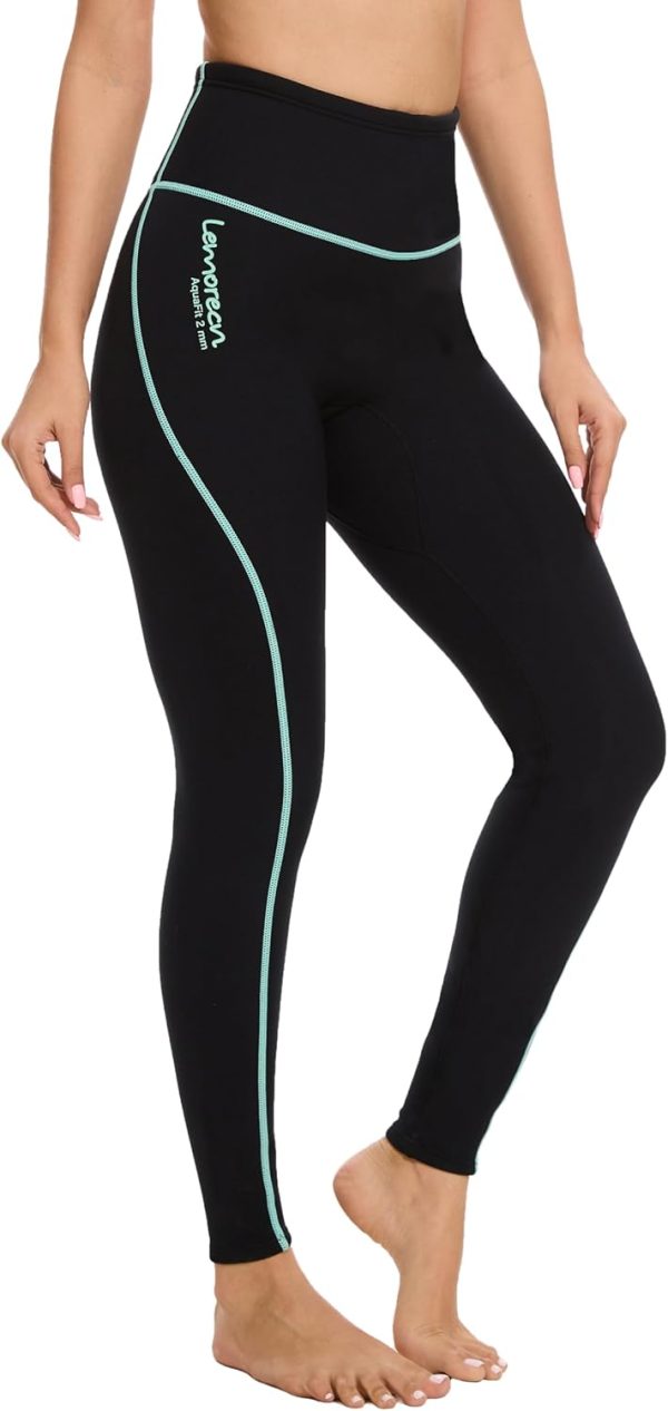 Lemorecn Green/line Wetsuit Pants for Women-0