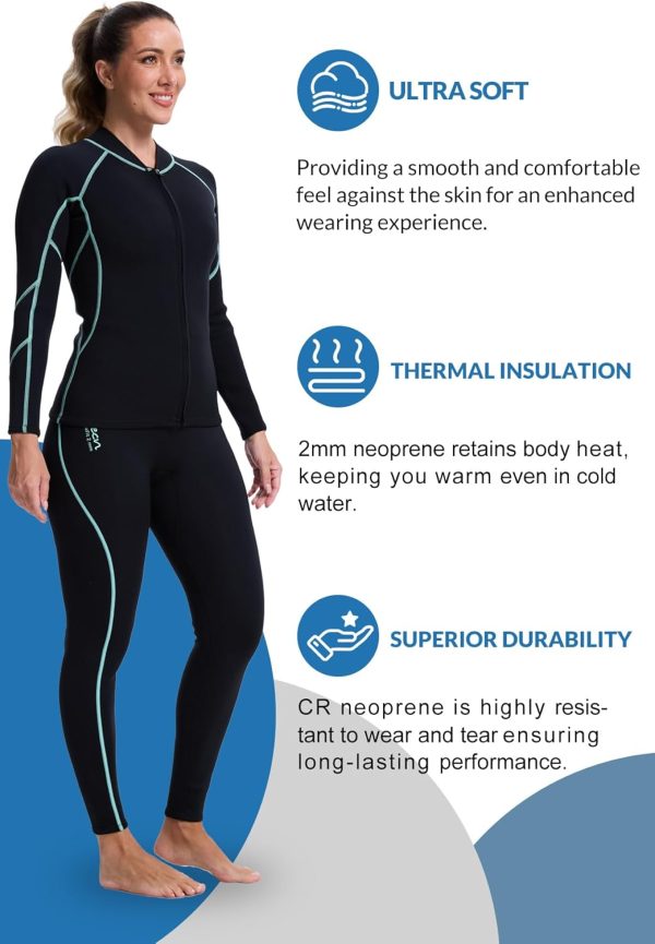 Lemorecn Green/line Wetsuit Pants for Women-2