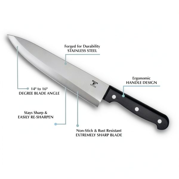 Moss & Stone 14‑piece Knife Block Set Stainless Steel Black-2