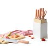 CAROTE 9 Pieces Kitchen Knife Block Set with Sharpener, Dishwasher Safe Knives for Kitchen, Forged Cutlery with Razor-Sharp Stainless Steel Blades, Pink-7
