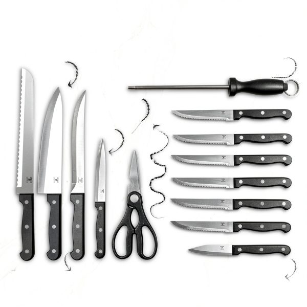 Moss & Stone 14‑piece Knife Block Set Stainless Steel Black-1
