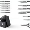 WIZEKA Kitchen Knife Set Block 15 Piece High Carbon Stainless Steel-5
