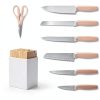 CAROTE 9 Pieces Kitchen Knife Block Set with Sharpener, Dishwasher Safe Knives for Kitchen, Forged Cutlery with Razor-Sharp Stainless Steel Blades, Pink-1