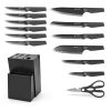 Knife Set with Block - Kitchen Knife Set German High-Carbon Steel - 15-Piece with Built-in Sharpener & Dishwasher Safe - Ergonomic Anti-Slip Handles,Black,Gift Box Included-1