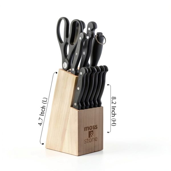 Moss & Stone 14‑piece Knife Block Set Stainless Steel Black-3