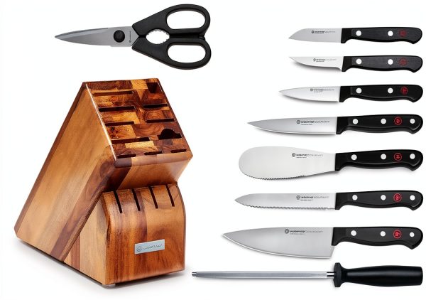 WÜSTHOF Gourmet 10-Piece Knife Block Set Acacia Wood High Carbon Steel-1