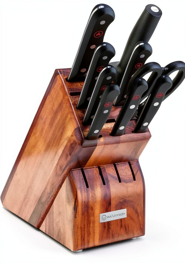 WÜSTHOF Gourmet 10-Piece Knife Block Set Acacia Wood High Carbon Steel-0